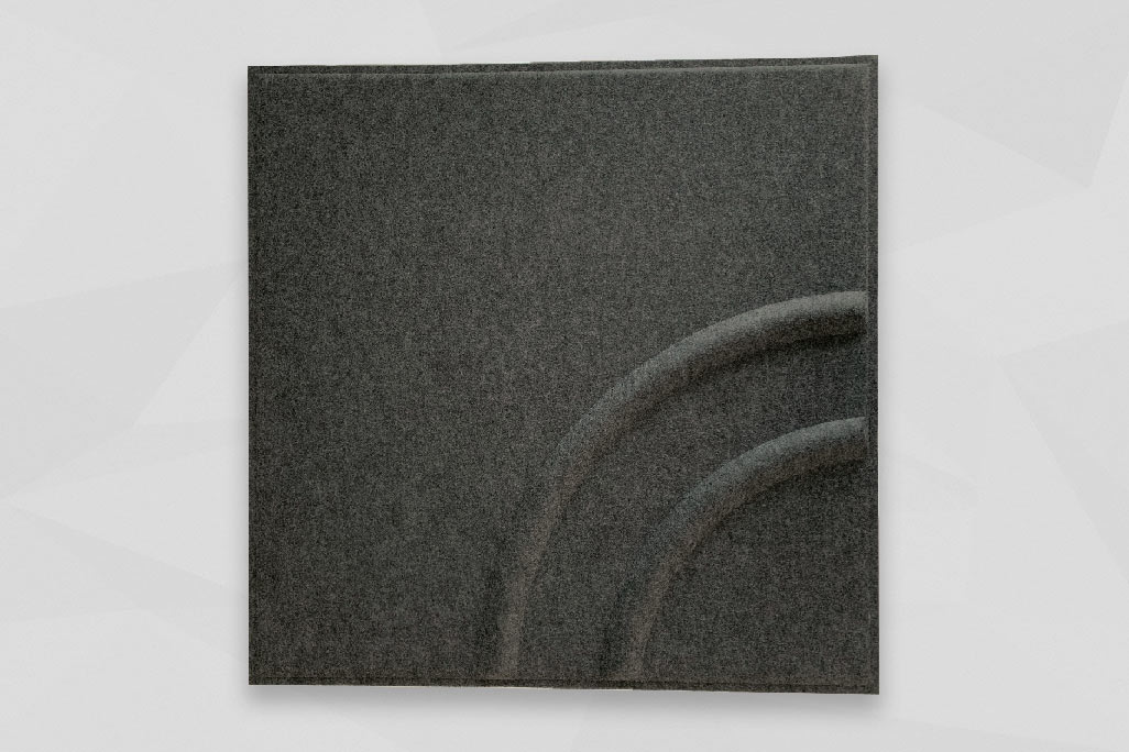 Rectangular grid ceiling insert soni COLOR Design photographed against a gray background