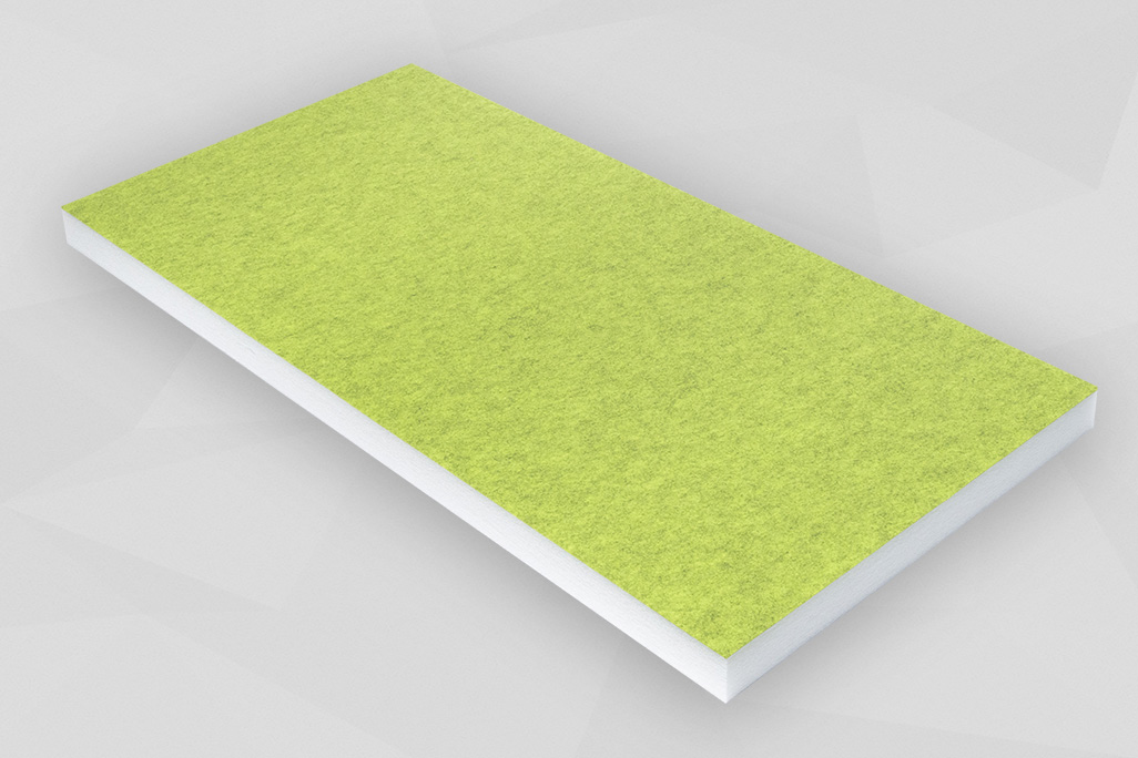 Section of a PES fleece absorber with colored fleece surface, green color