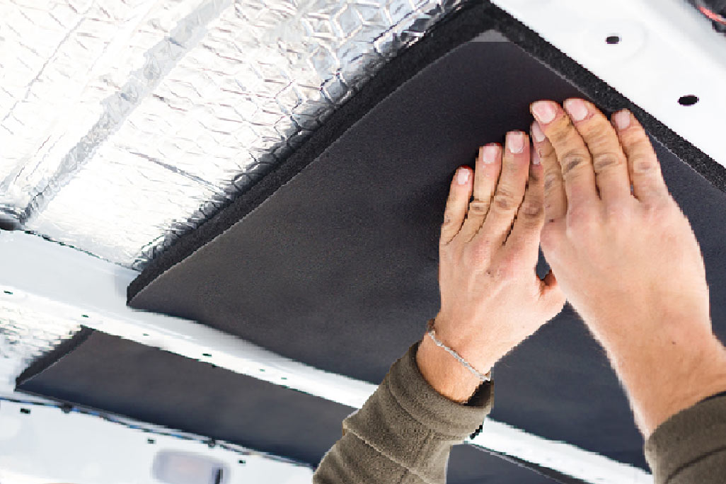 PUR foam panel with black foil surface installed in a mobile home