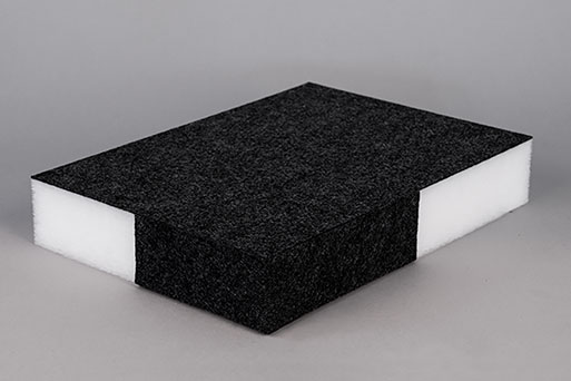 soni Klebeband VLD PES non-woven panel with a taped edge on a gray background
