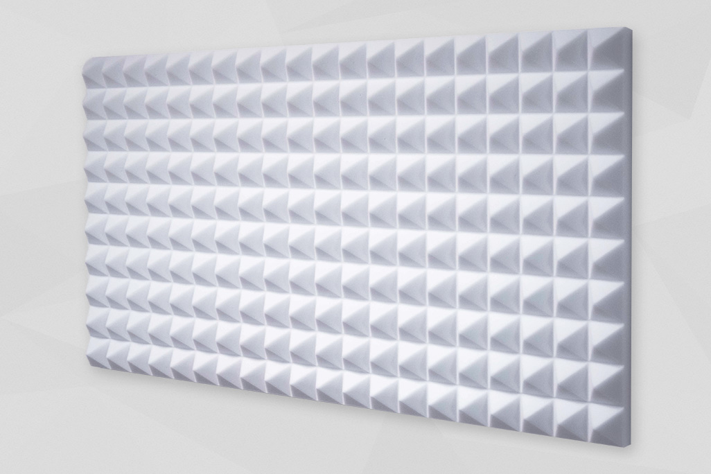 Diagonally positioned melamine foam panel in pyramid shape for sound absorption